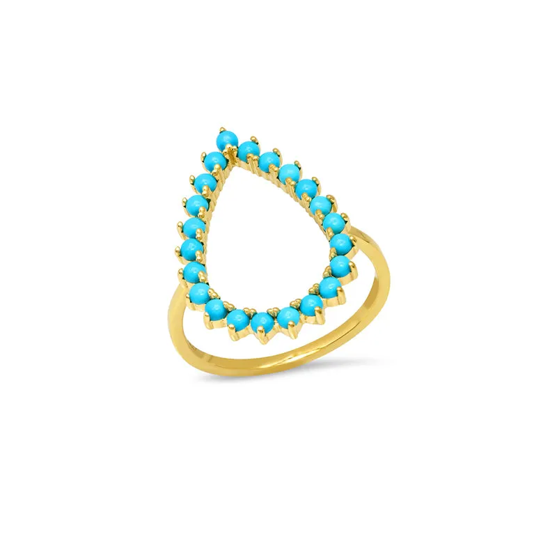 3-Prong Turquoise Open Teardrop Ring