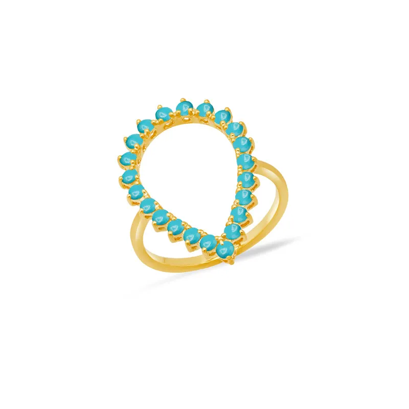 3-Prong Turquoise Open Teardrop Ring