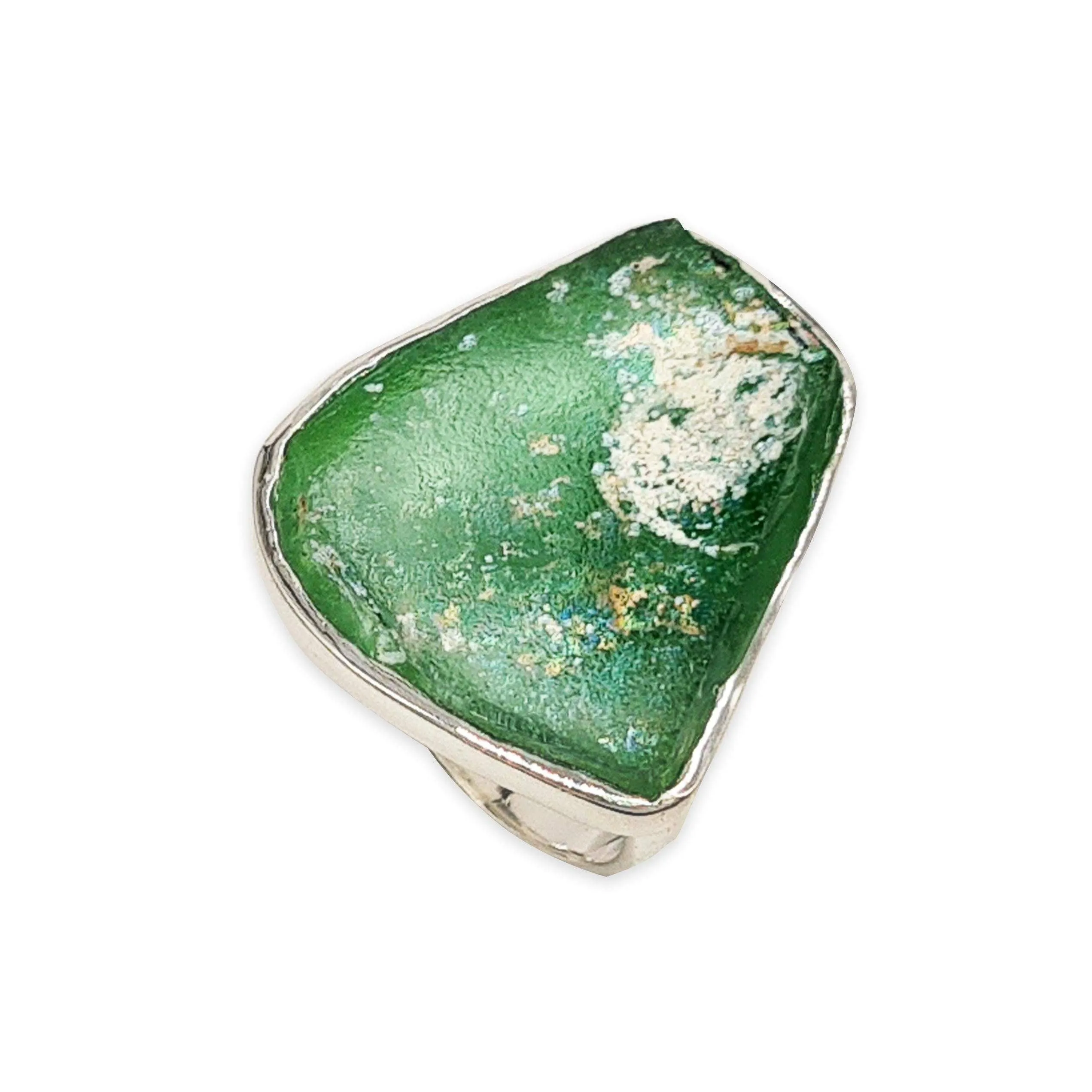 925 sterling silver Artisan Ring Roman Glass