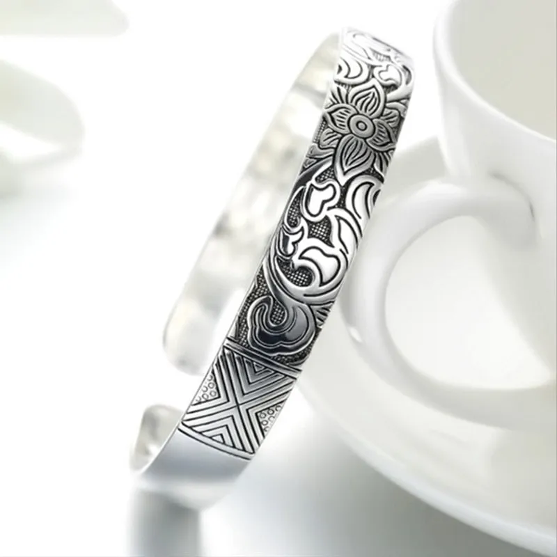 925 sterling silver Lotus leaf black bracelet