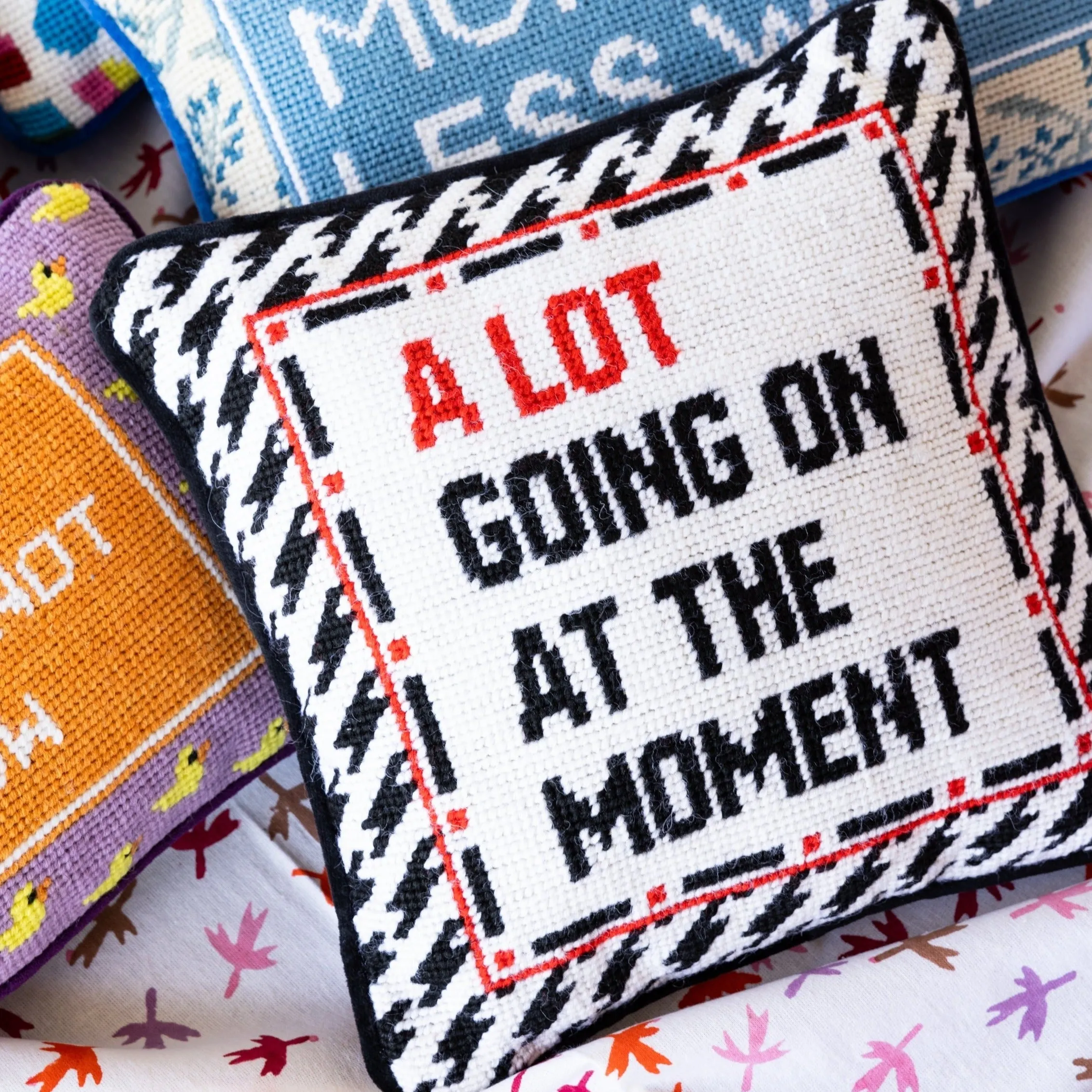 A Lot Going On Needlepoint Pillow