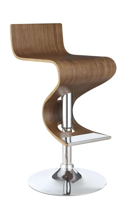 Adjustable Bar Stool Walnut and Chrome