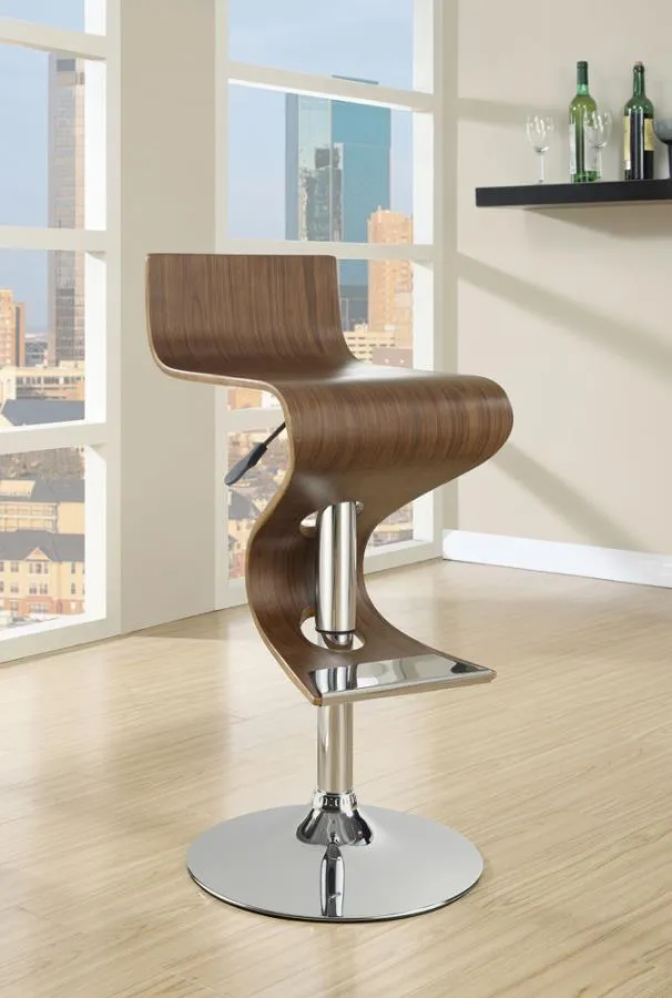 Adjustable Bar Stool Walnut and Chrome