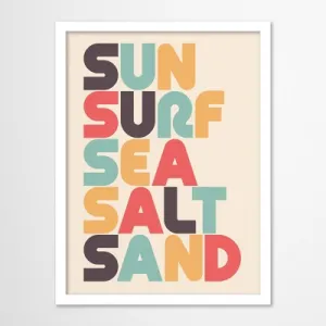 Americanflat Coastal 11x14 White Framed Print - Sun Surf Sea Salt Sand Wall Art Room Decor by Lyman Creative Co