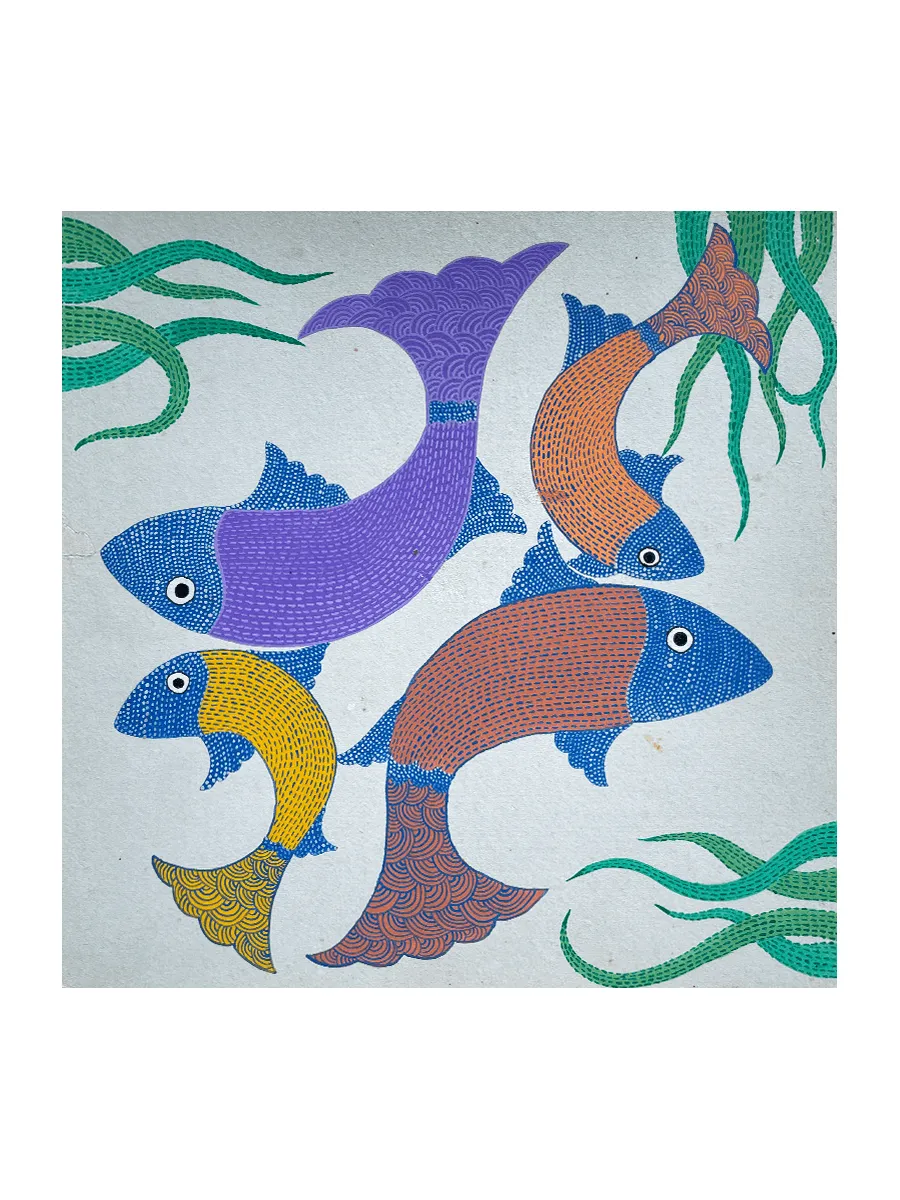 Animal Kingdom,Gond handpainted wall paper tiles