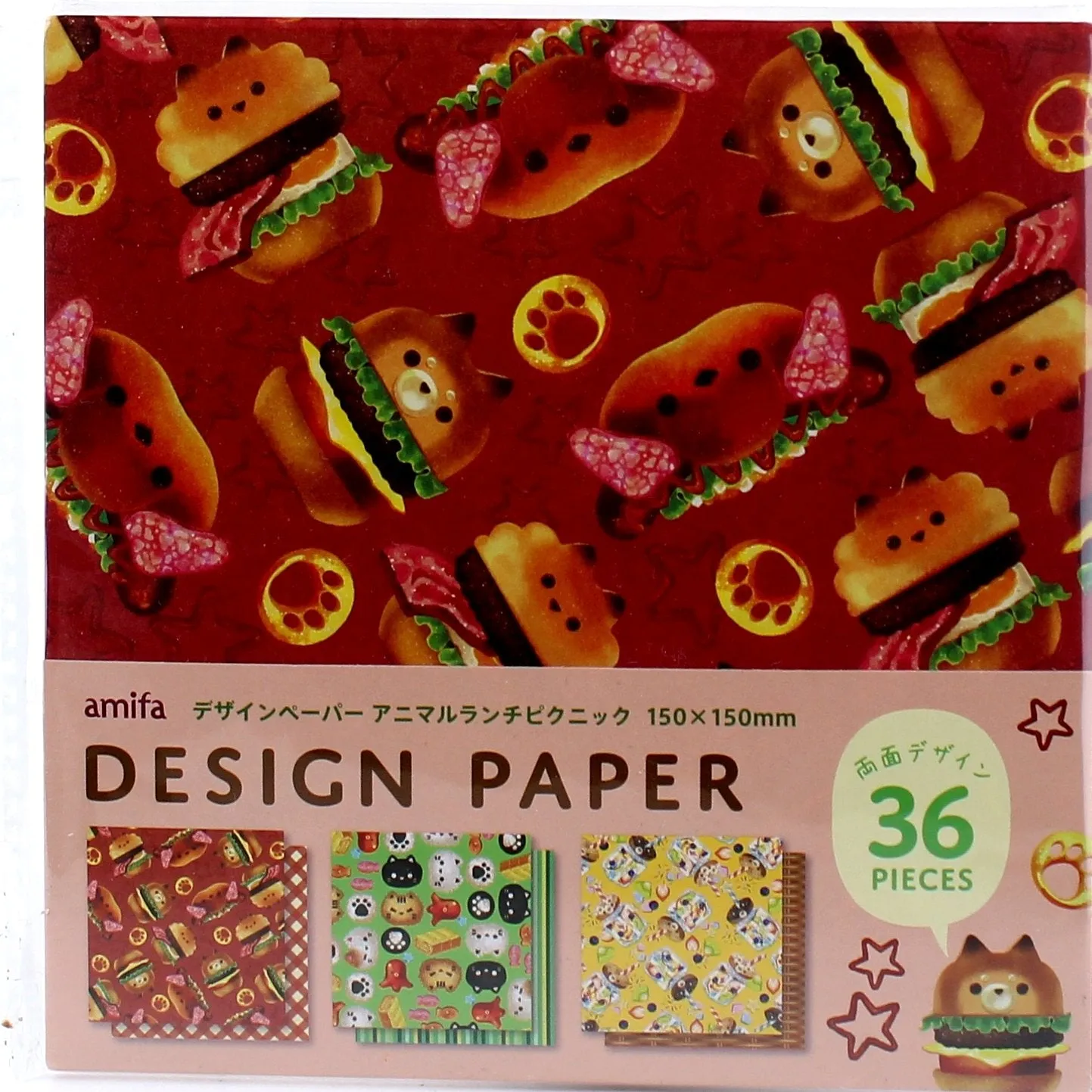 Animal-Shaped Foods Origami Design Papers (15cm, 36pcs)