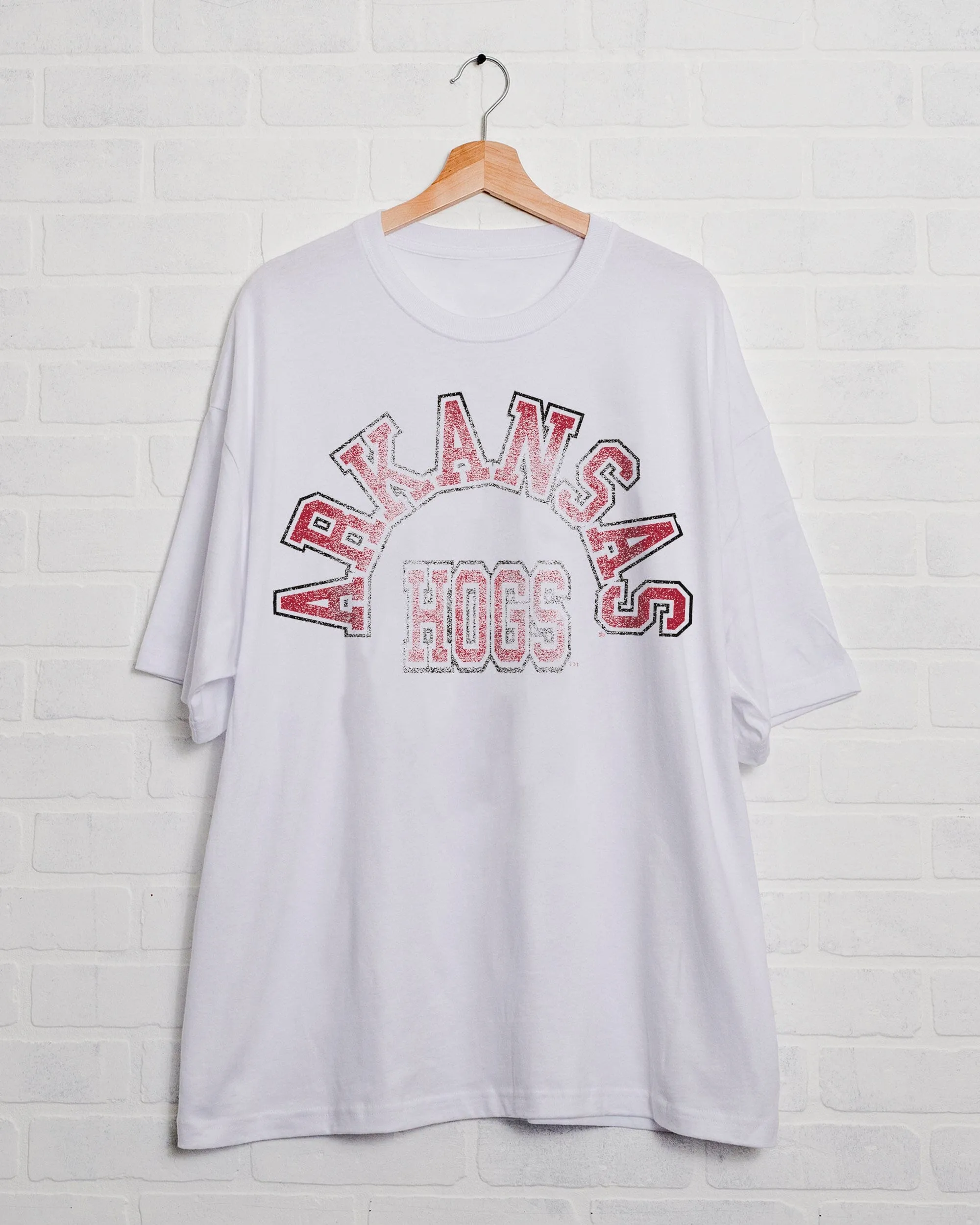 Arkansas Razorbacks Mega Arch White One Size Tee