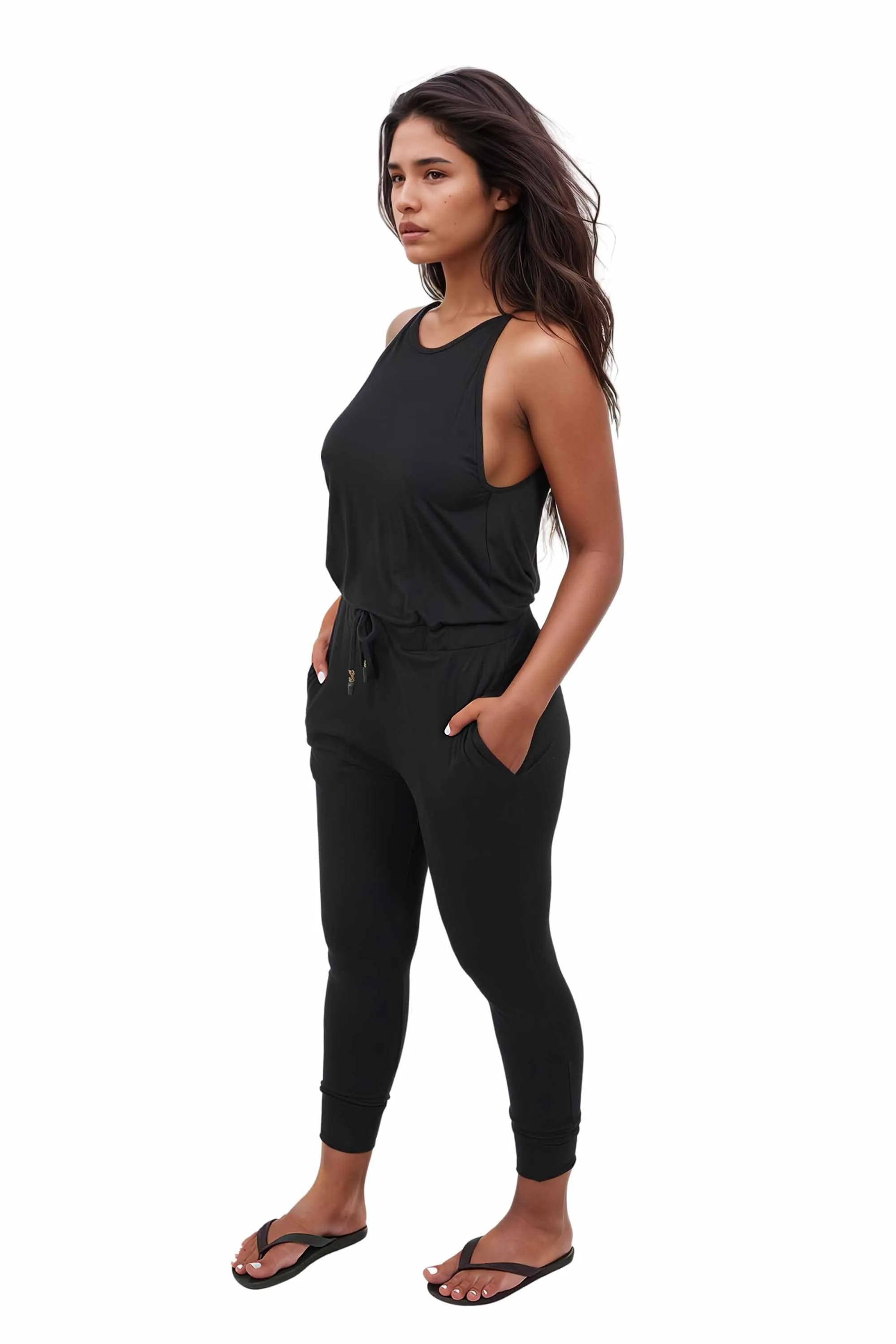 Athens Womens Black Casual Jumpsuit