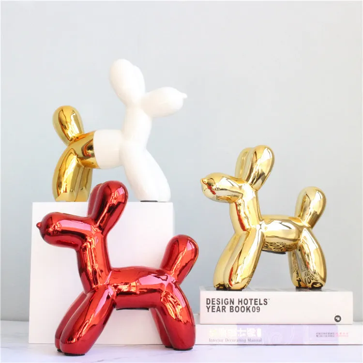 Balloon Dog Bank White and Gold