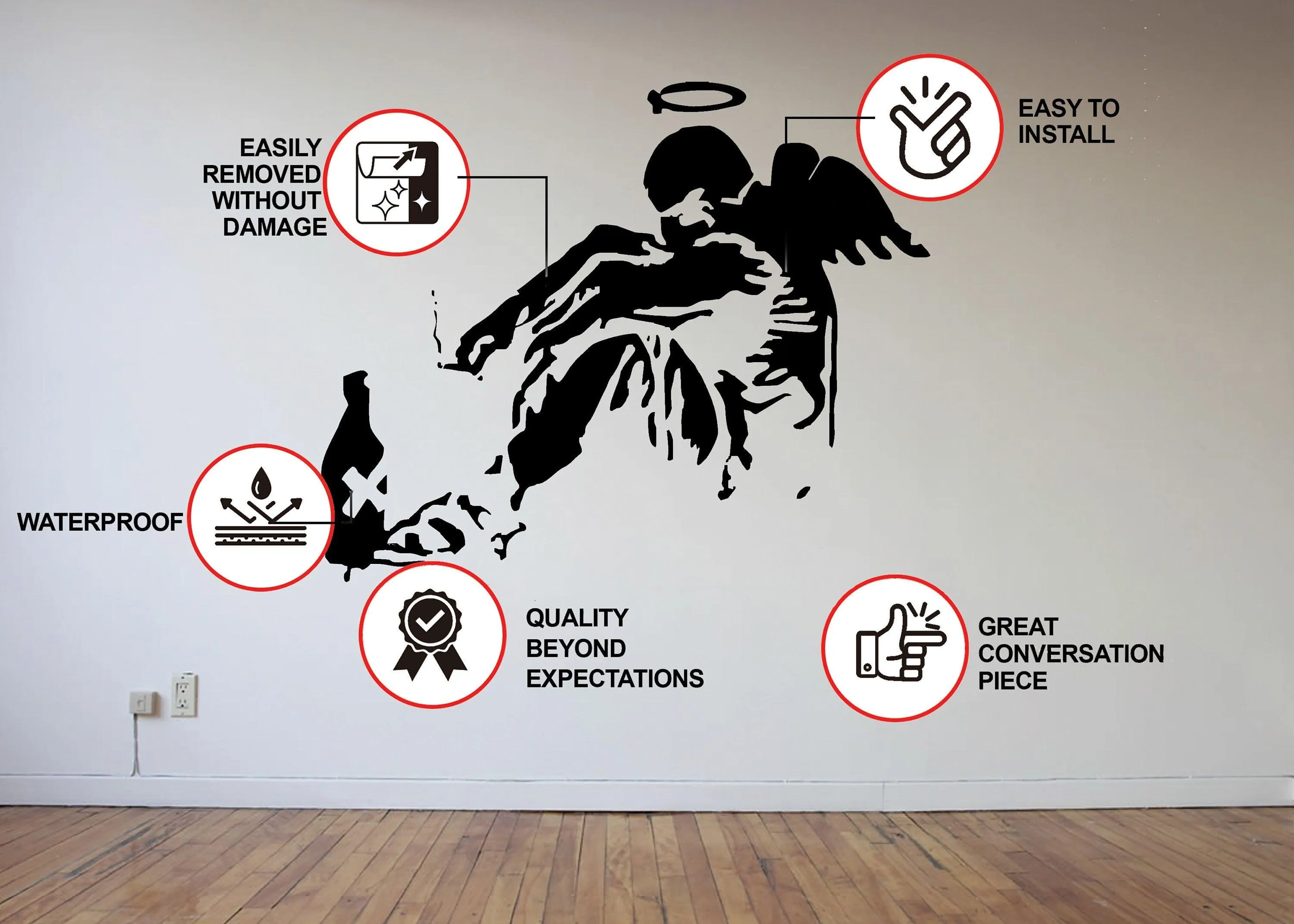 Banksy Fallen Angel Wall Decal - Street Art Graffiti Decor