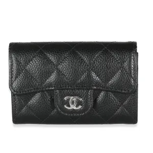 Black Quilted Caviar Flap Card Holder