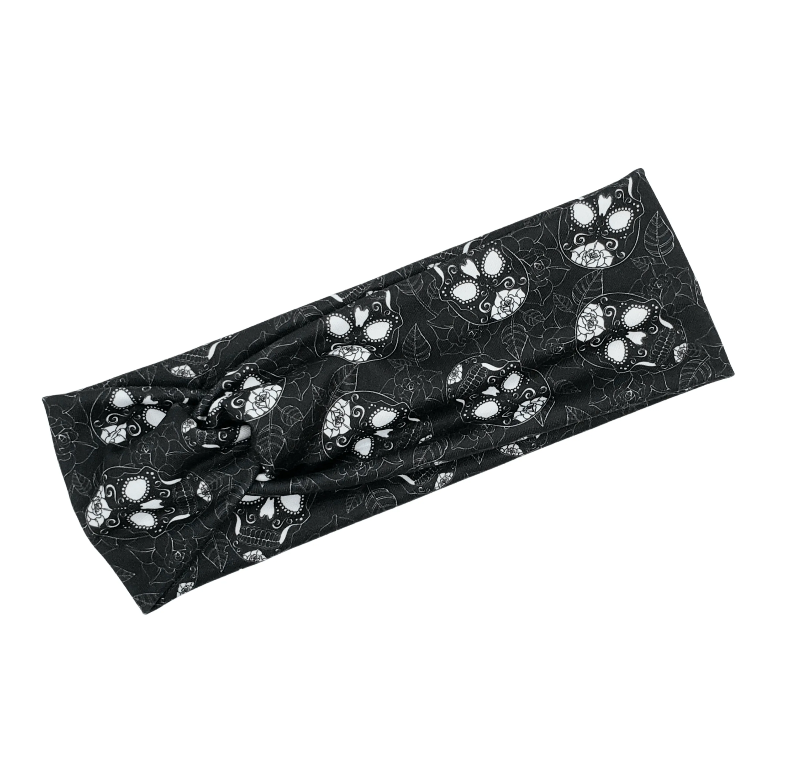 Black Skull & Flower Headband