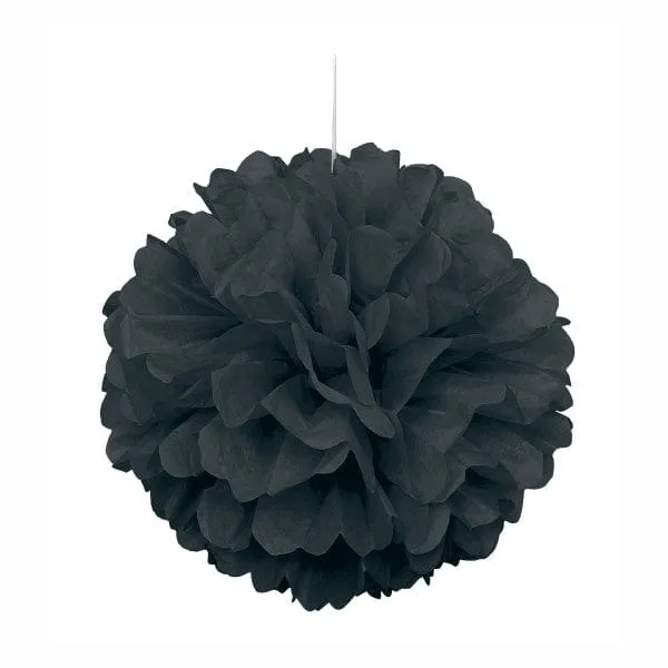 Black Tissue Paper Décor Puff Ball (16 inch)