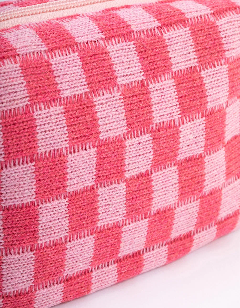 Blush Checkered Cosmetic Case