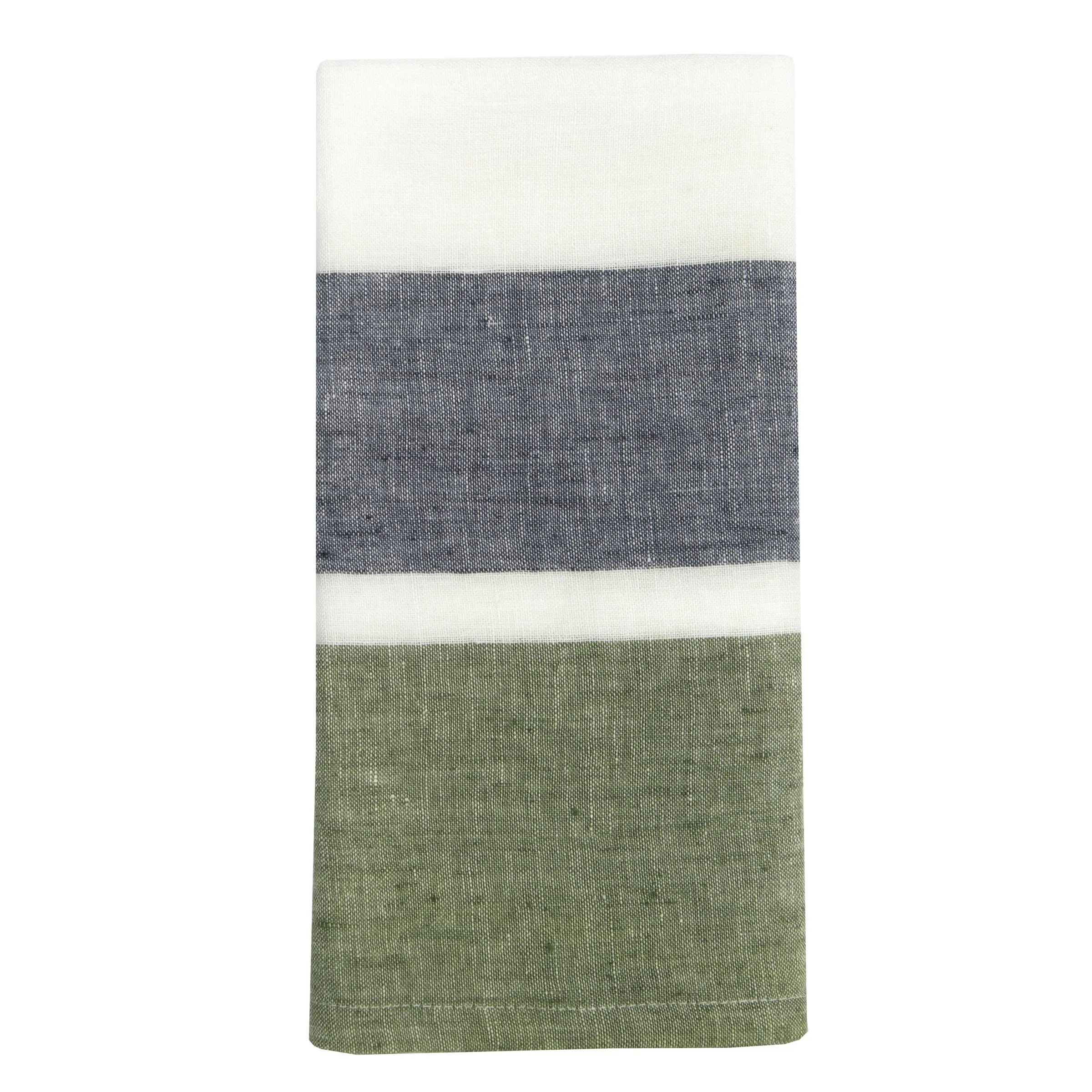 Bold Stripe Linen Evergreen Kitchen Towels - Set of 2