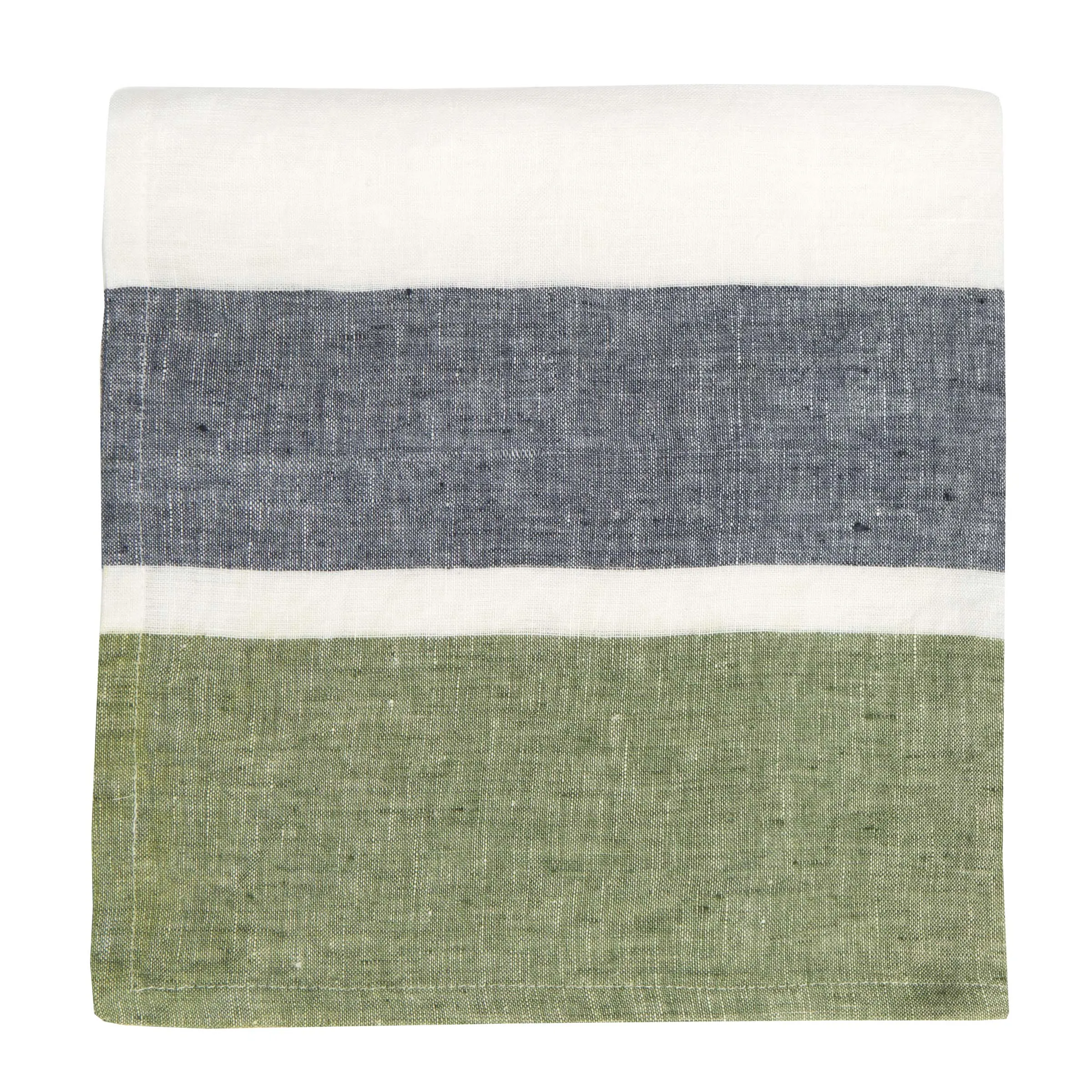 Bold Stripe Linen Evergreen Napkins - Set of 4