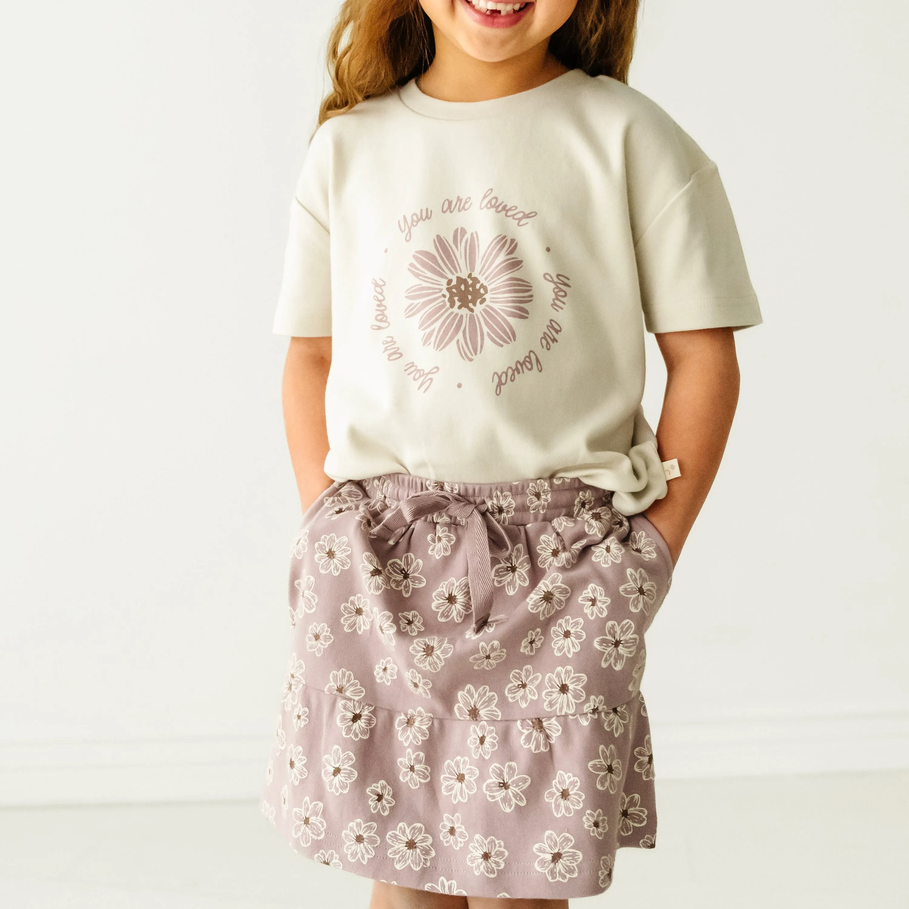 Boxy Tee And Skirt Set - Daisies