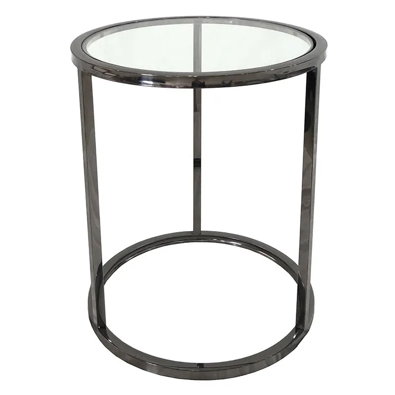 Bronco Side Table Modern Polished Stainless Steel Frame