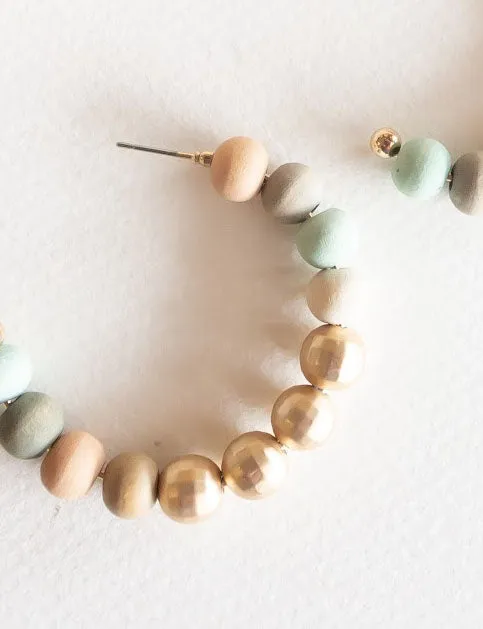 Celeste Pastel Clay Bead Hoops | Gold Disco Beaded Earring