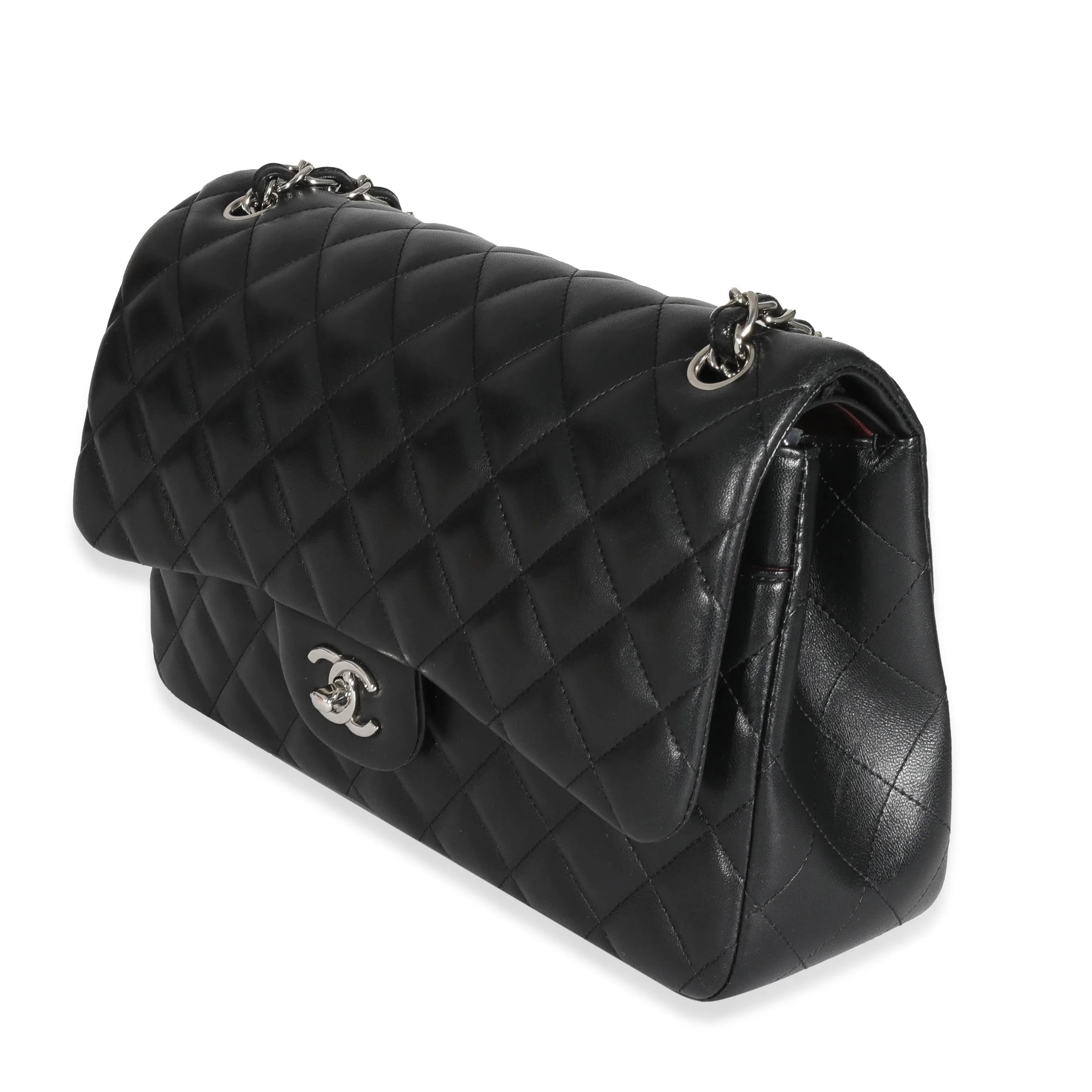 Chanel Black Lambskin Jumbo Classic Double Flap Bag