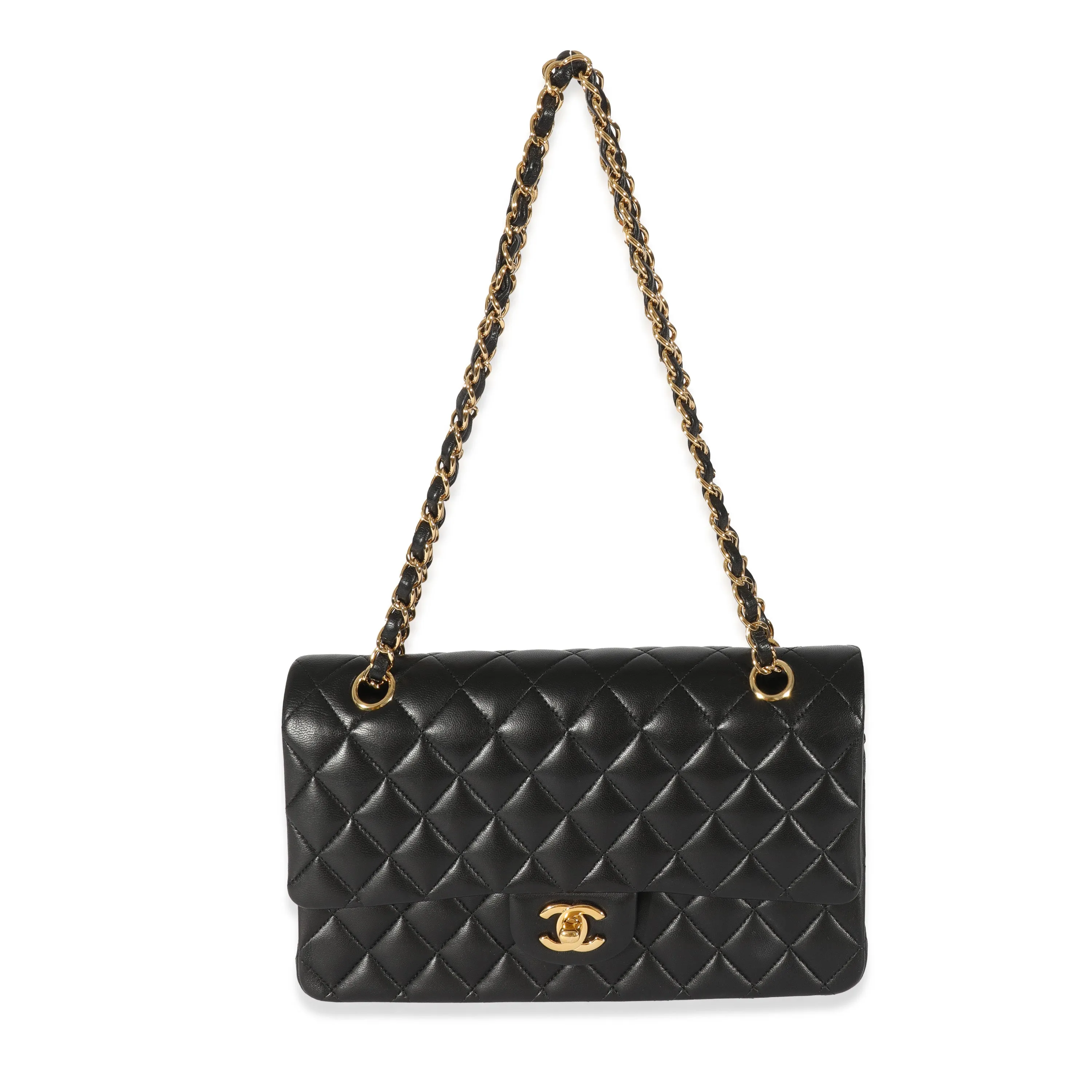 Chanel Black Quilted Lambskin Medium Classic Double Flap