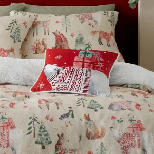 Christmas Woodland Animals Cushion by Fusion in Red 43 x 43cm