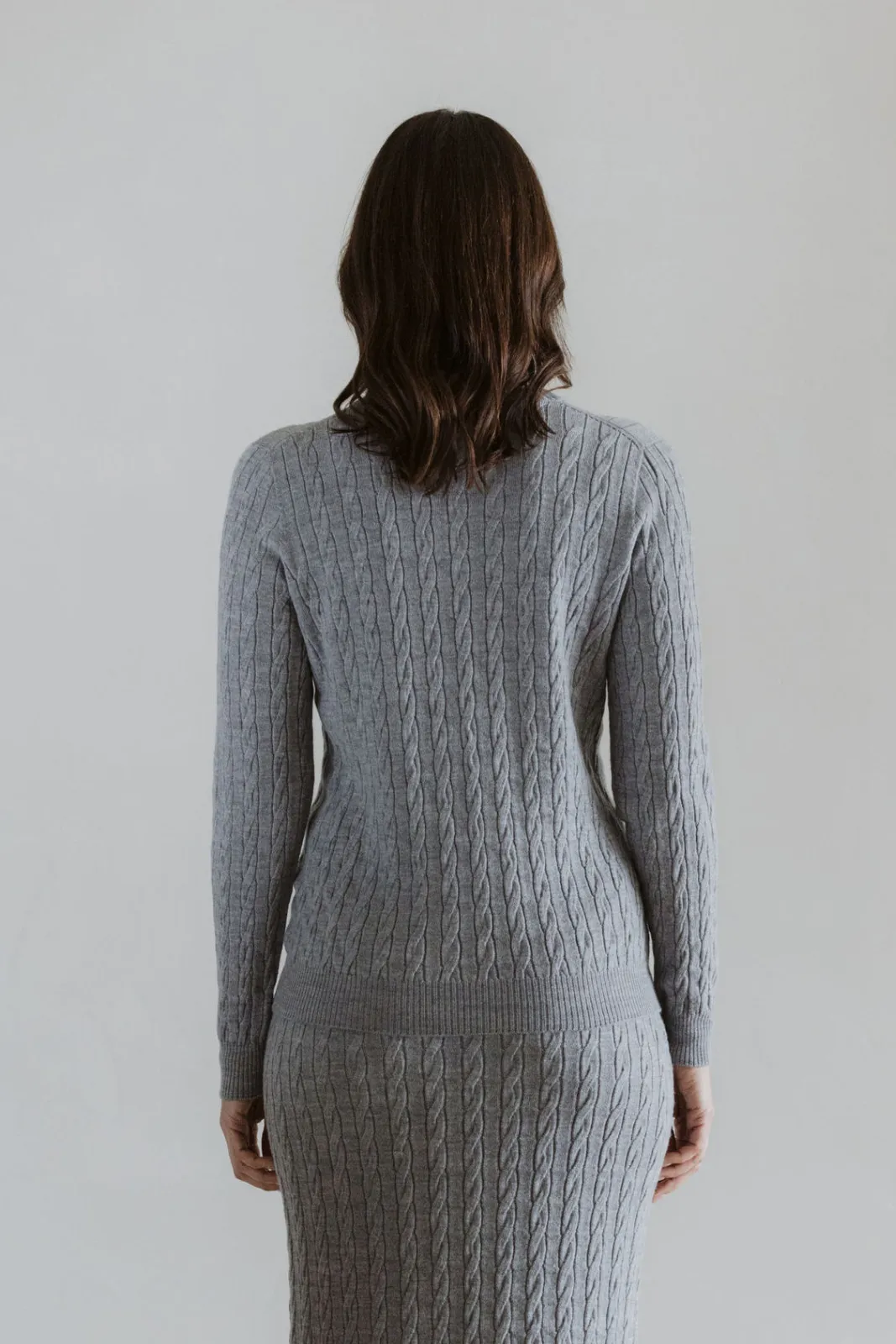 Classic Cable Merino Jersey - Ash Marl