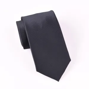 Classic Plain Solid Black Twill Sexy Trending Skinny Woven Tie 3"