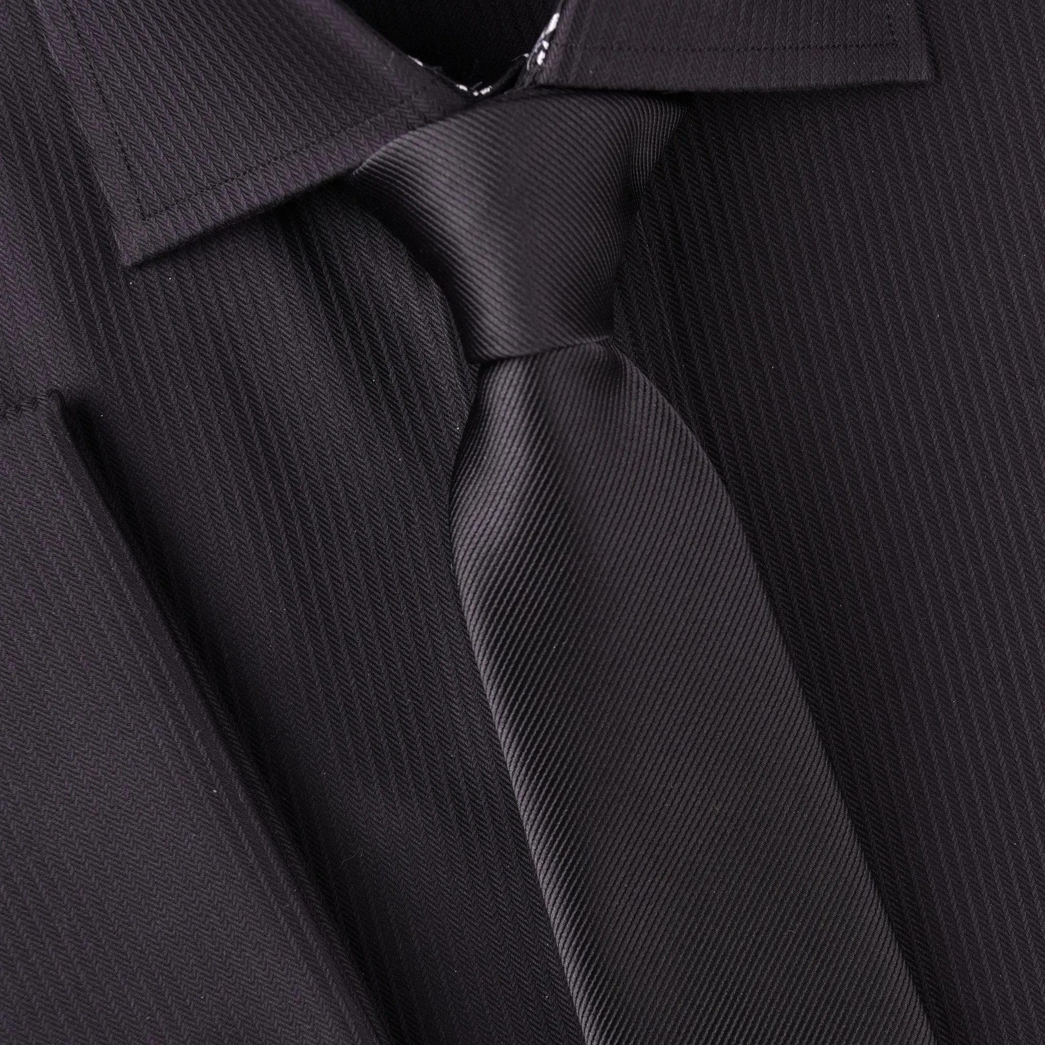 Classic Plain Solid Black Twill Sexy Trending Skinny Woven Tie 3"