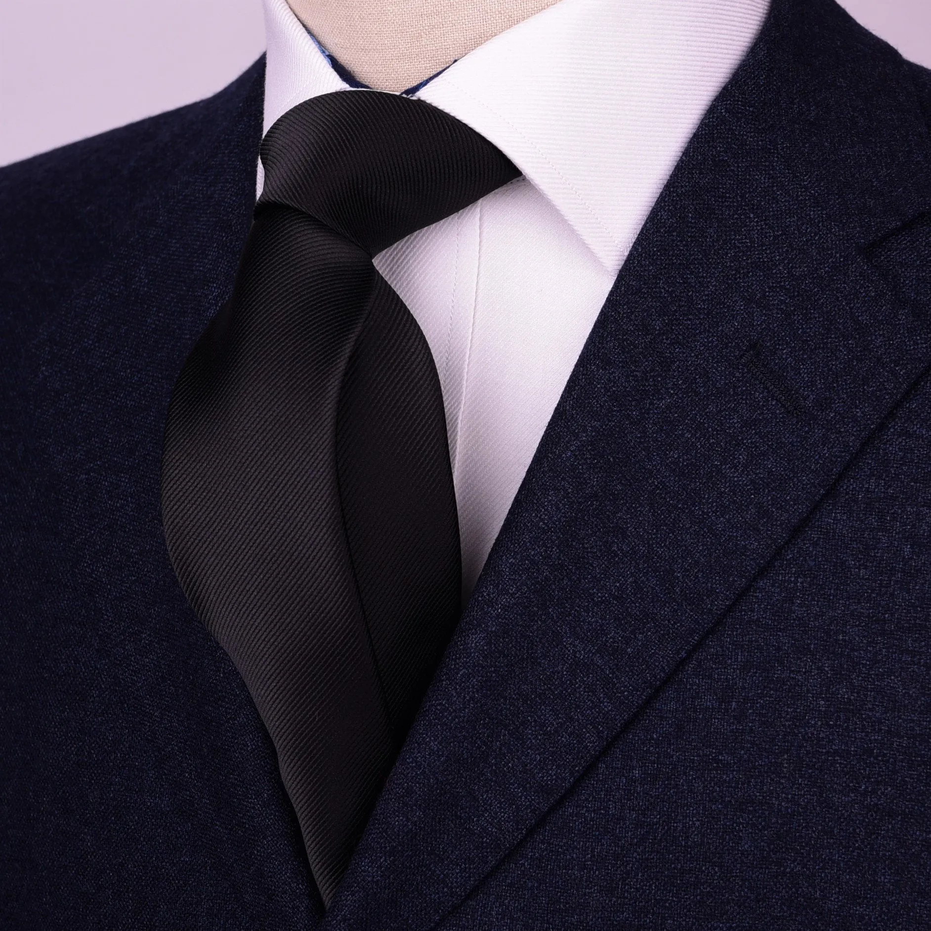 Classic Plain Solid Black Twill Sexy Trending Skinny Woven Tie 3"