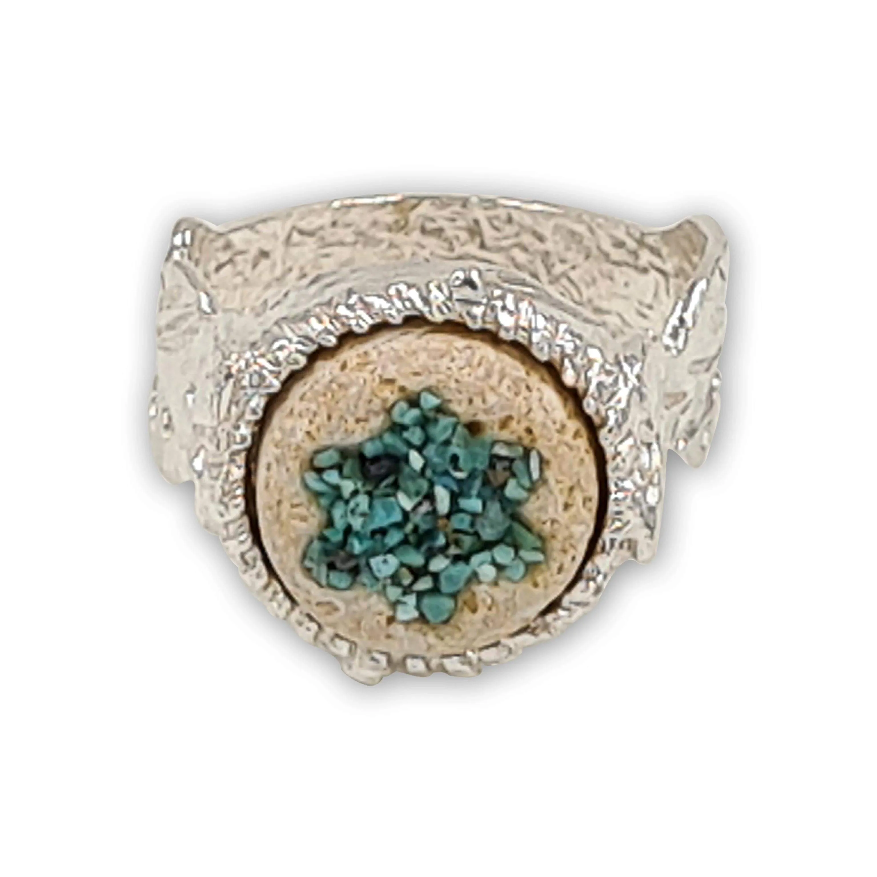 David star silver ring with Turquoise