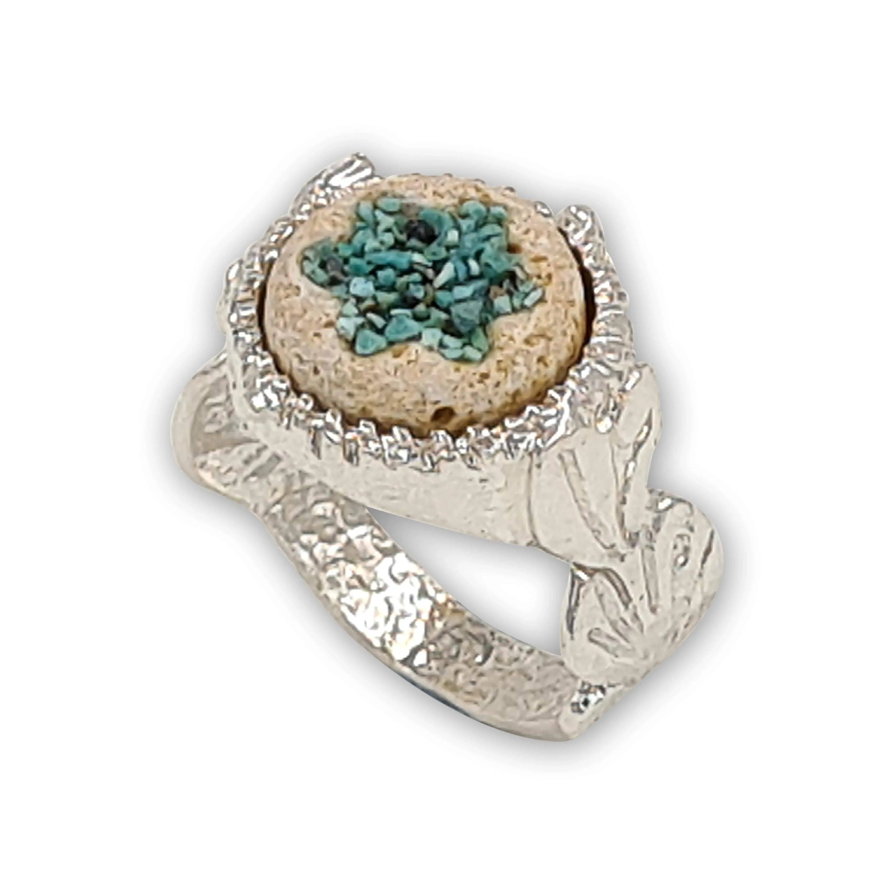 David star silver ring with Turquoise