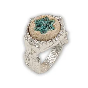 David star silver ring with Turquoise