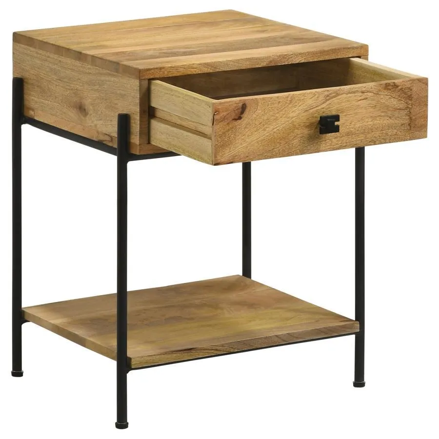 Declan - 1-Drawer Wood Accent Side Table - Natural Mango