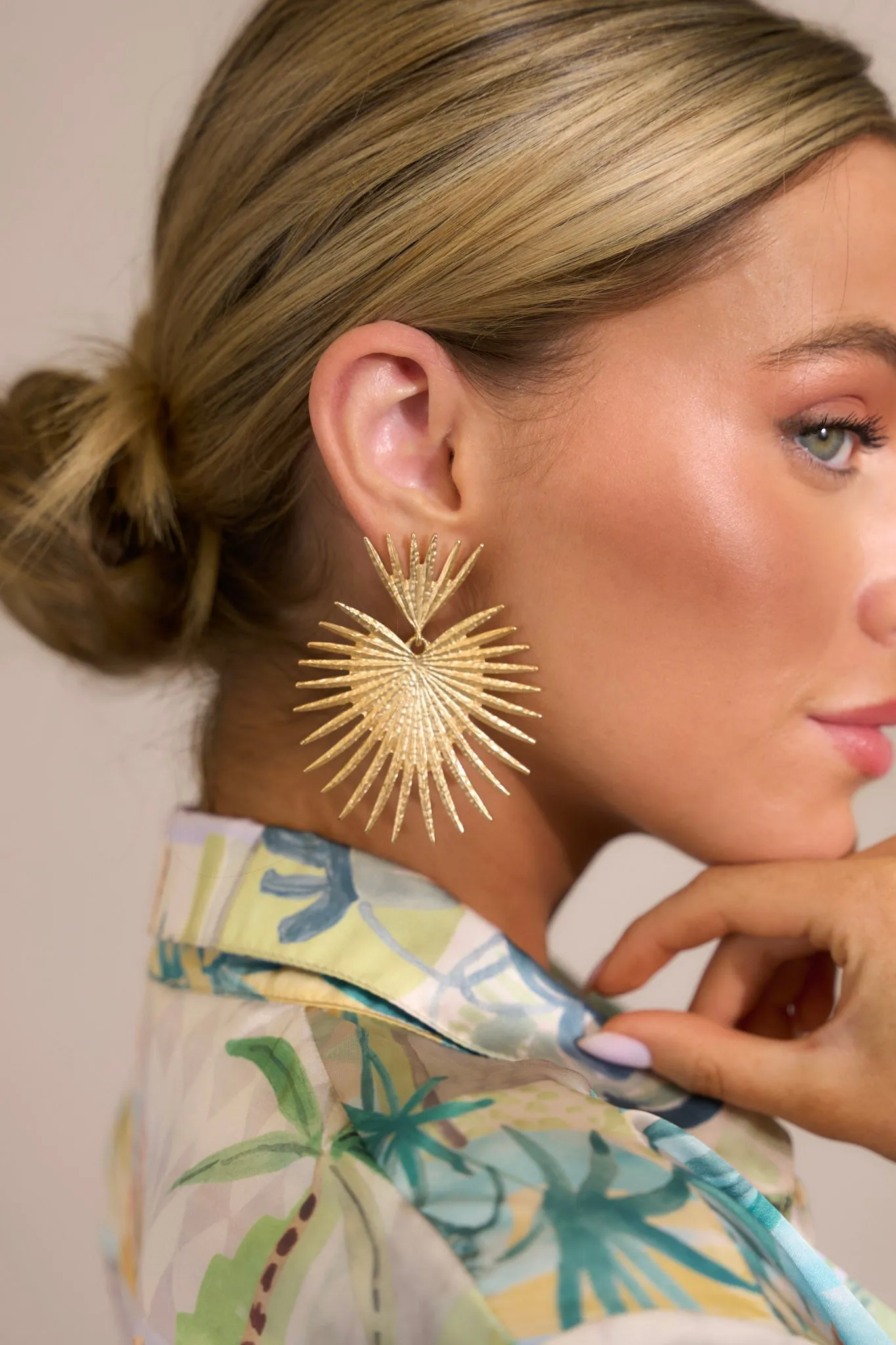 Delightful Touch Matte Gold Statement Earrings