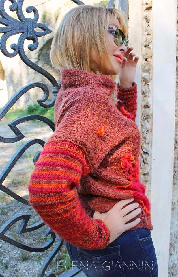 Designer Hand Knitted Mohair Multicolor Sweater