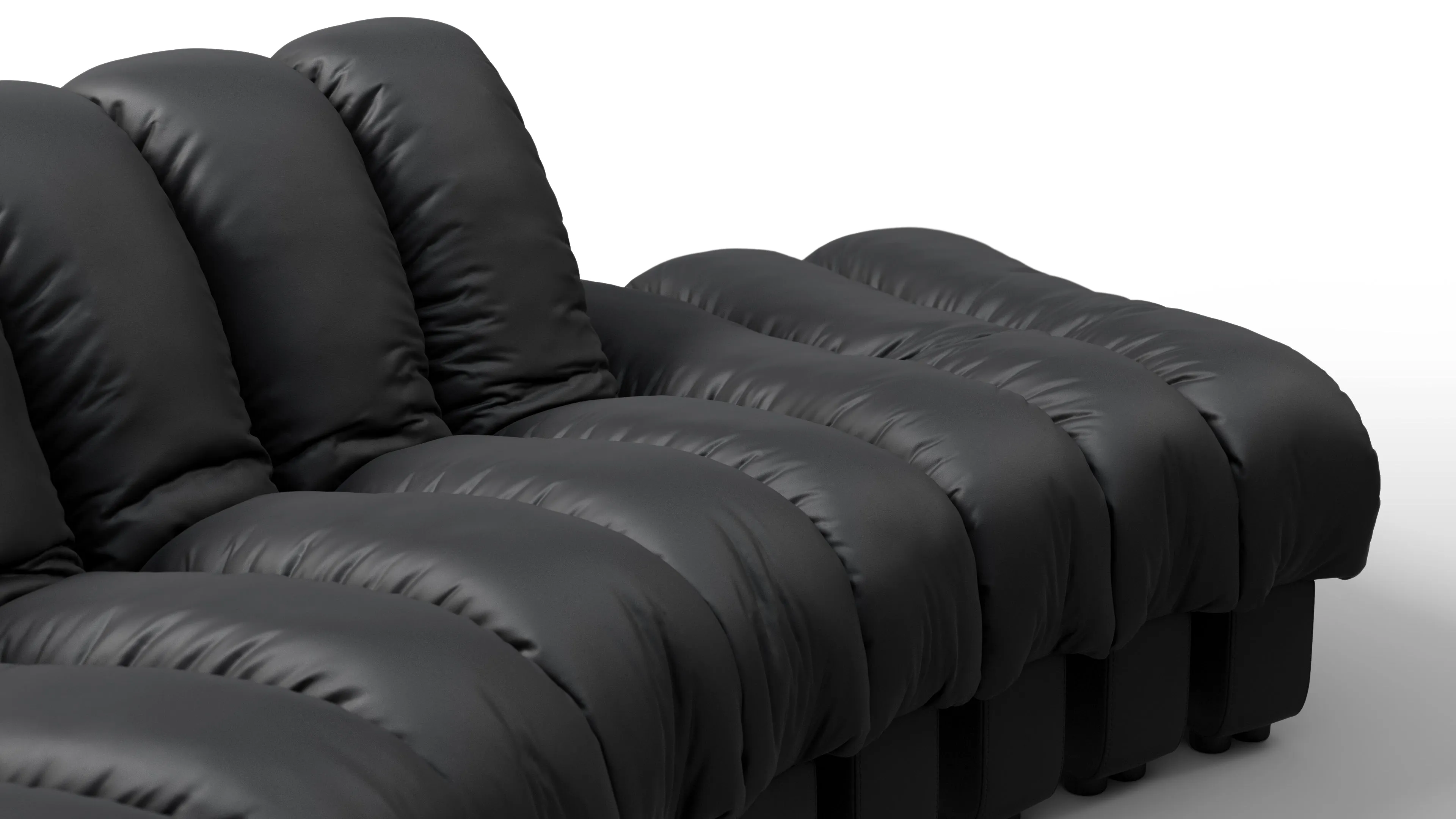 DS 600 - DS 600 Small Open End Sofa, Right, Black Vegan Leather