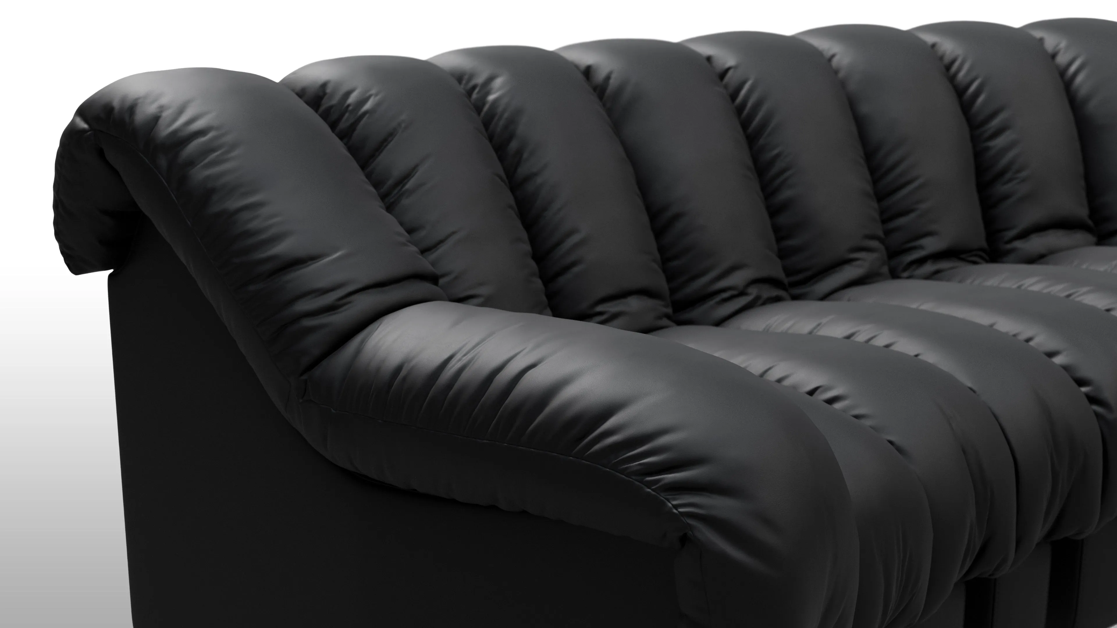 DS 600 - DS 600 Small Open End Sofa, Right, Black Vegan Leather