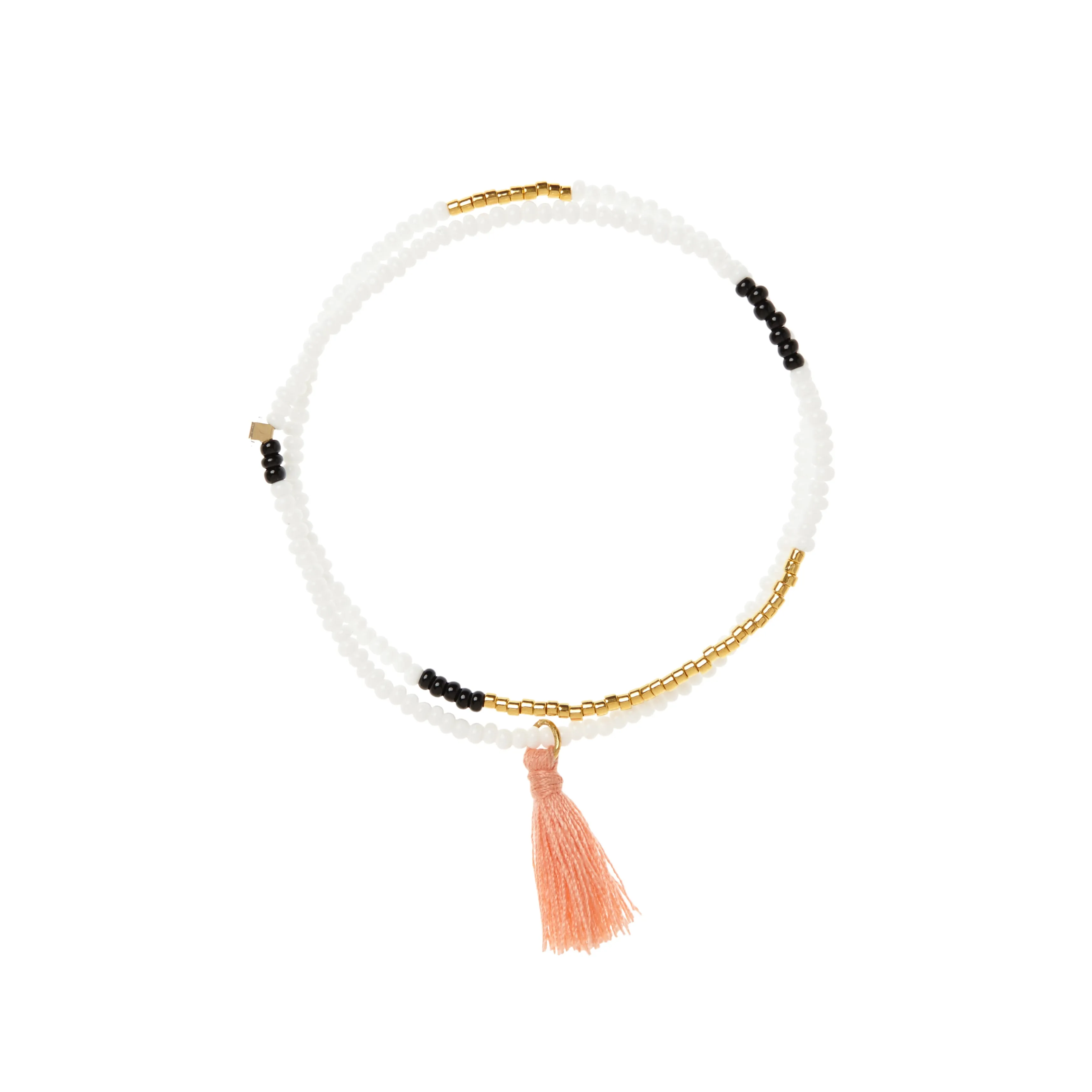 Elastic Tassel Wrap Bracelet - WHITE