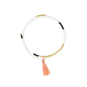 Elastic Tassel Wrap Bracelet - WHITE