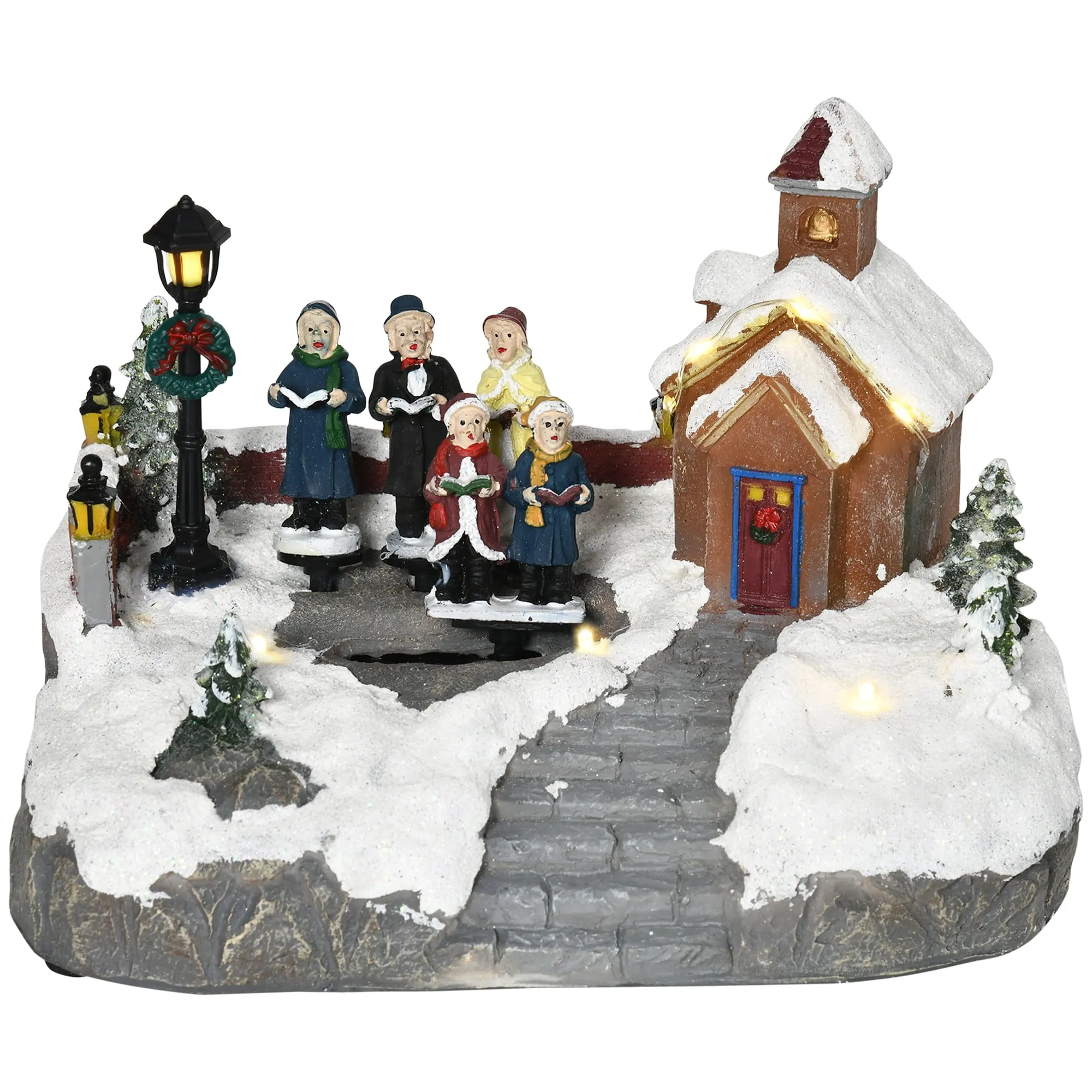 essential Christmas Village, Choir Animated Winter Wonderland Set with Multicolored LED Light, Battery Operated Christmas Decoration Winter Wonderland 13 in