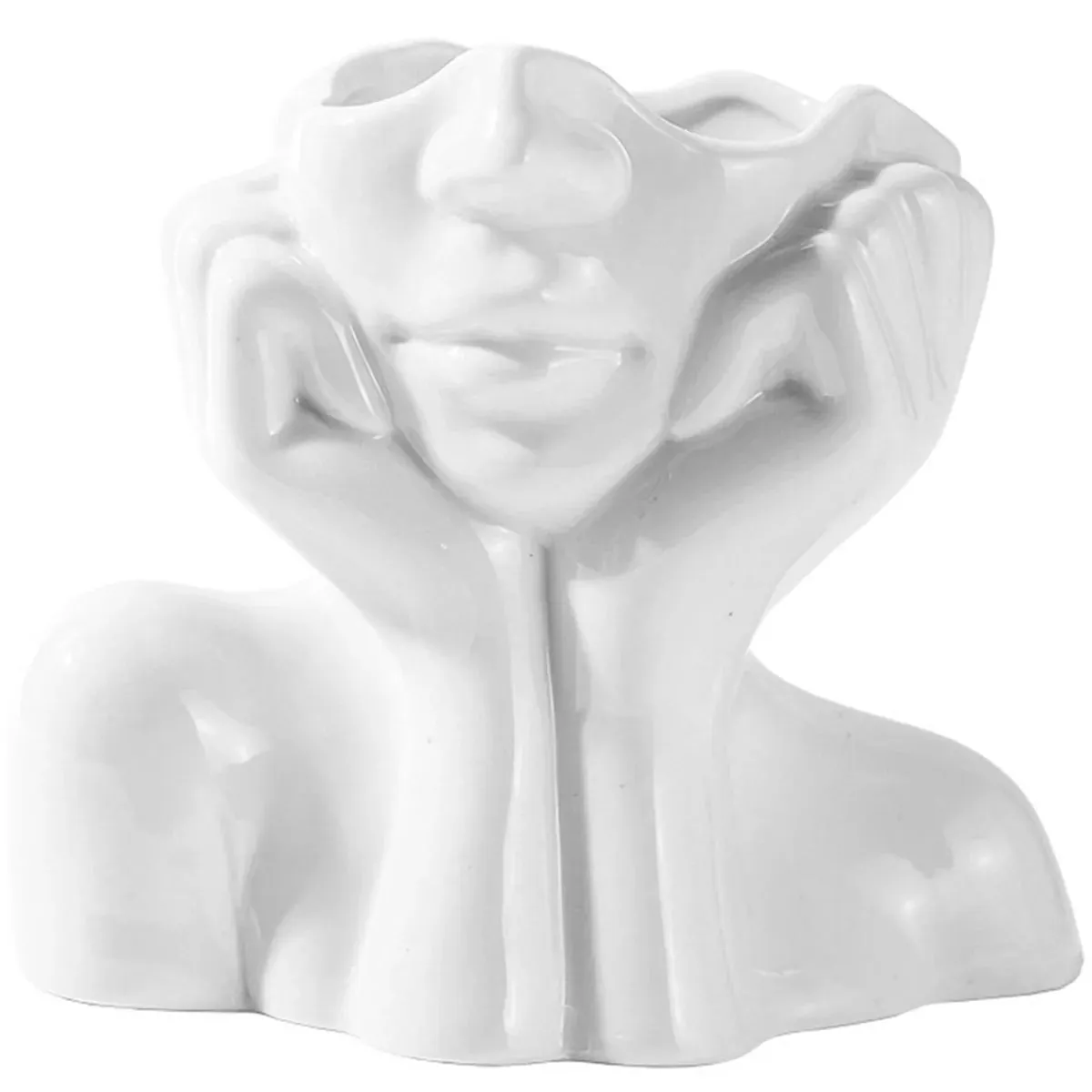 Female Face Sculpture Ceramic Vase