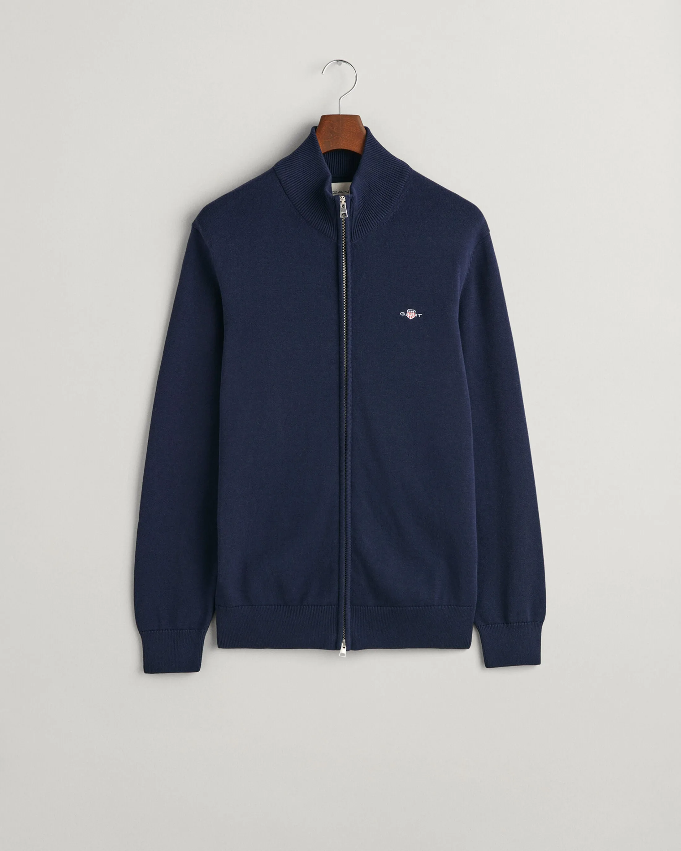 GANT - Casual Cotton Zip Cardigan, Evening Blue