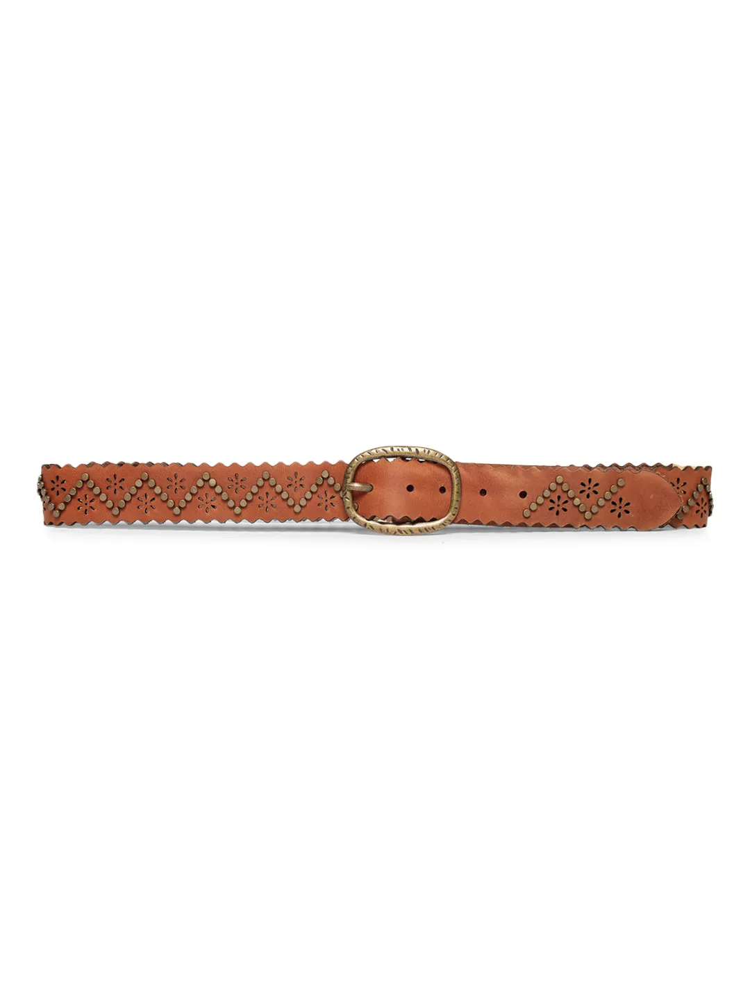 Genuimne Leather Tan Studded Belt By Art N Vintage