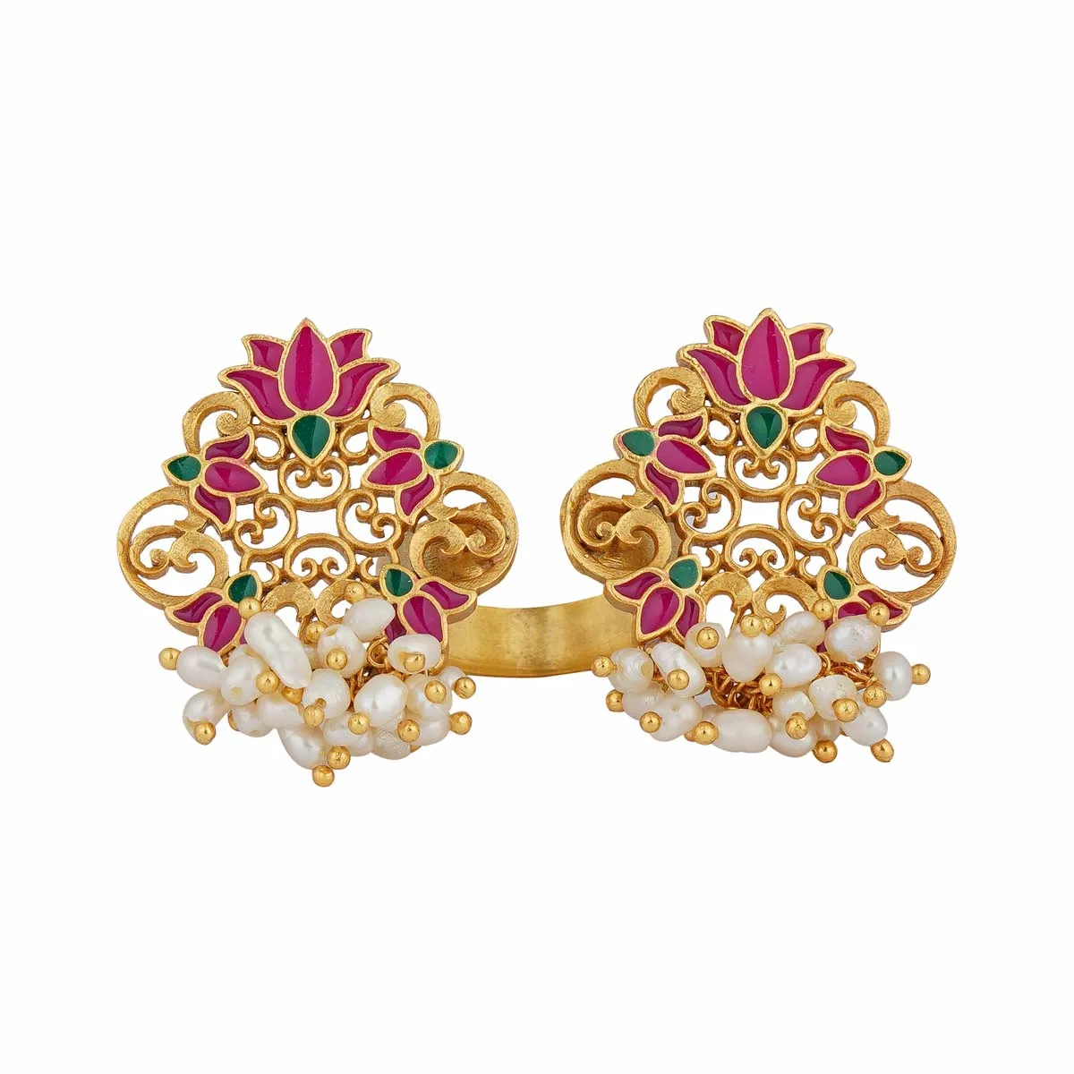 Glory Lotus Open Ring in Pink Enamel