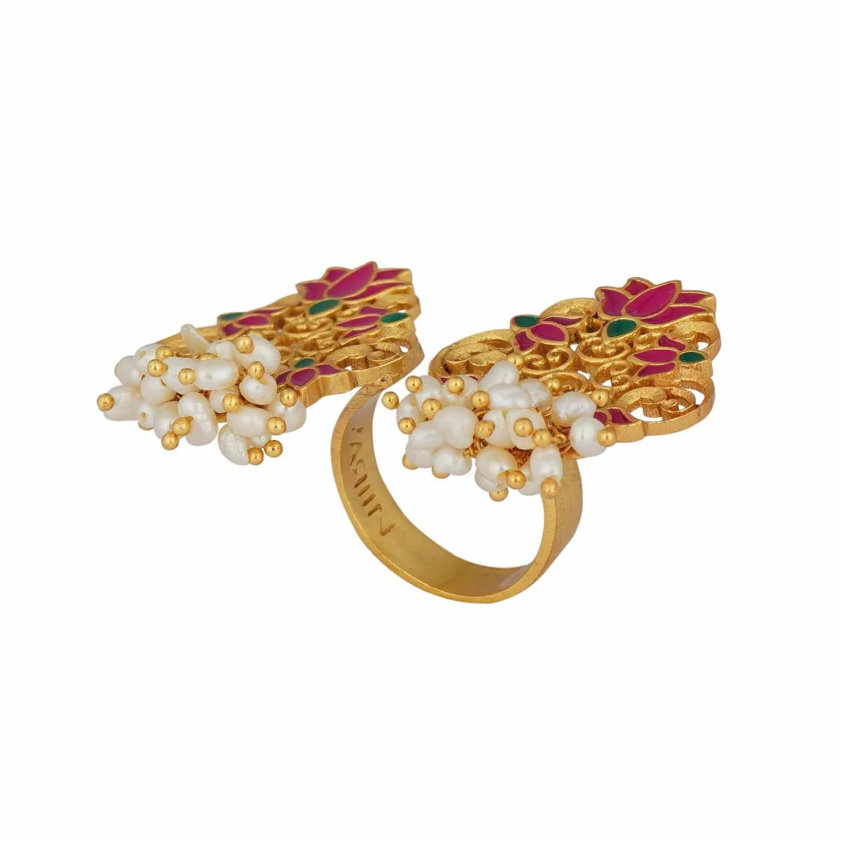 Glory Lotus Open Ring in Pink Enamel