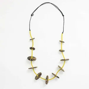 Gold and Yellow Disk Statement Necklace