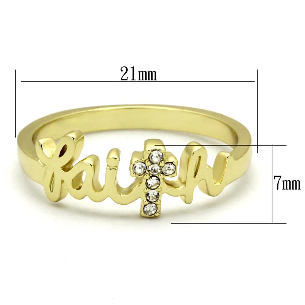 Gold Brass Ring with Top Grade Crystal in K2 for Women Style LO3963