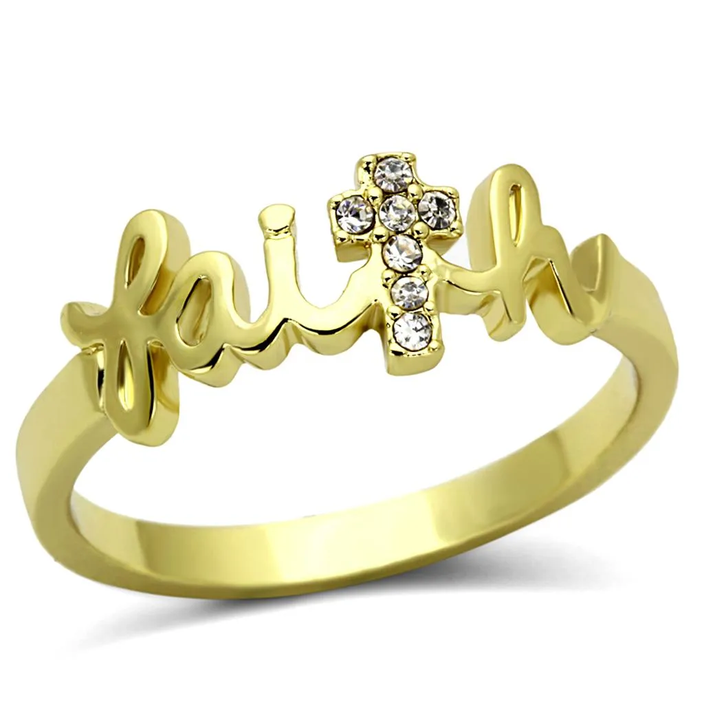 Gold Brass Ring with Top Grade Crystal in K2 for Women Style LO3963