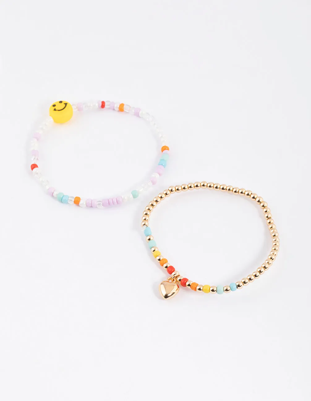 Gold Rainbow Smiley Bracelet Pack